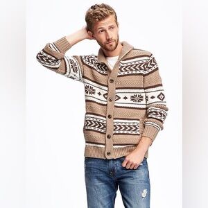 OLD NAVY | Men's Tan and Black Patterned Cardigan